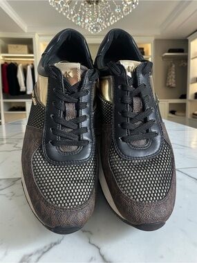 Michael Kors Men's Brown & Gold Lace-Up Sneakers